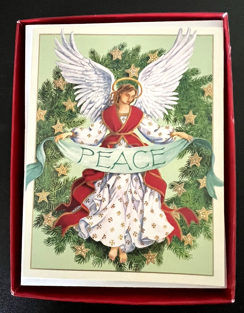 Box of 15 CASPARI VINTAGE NEW Peace Love & Joy Christmas Angel Greeting Cards